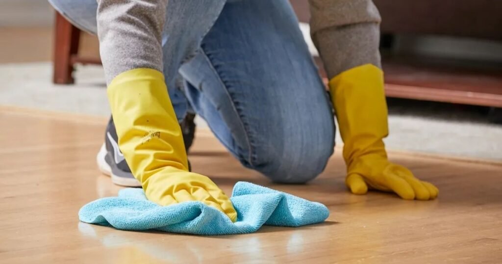 clean hardwood floor with neutral cleaner