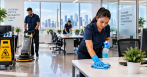 Office deep cleaning in Toronto with desks, floors and shared workspace cleaning